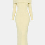 Siena – Off-Shoulder Knit Maxi Dress with Sculpted Fit