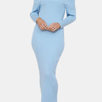 Siena – Off-Shoulder Knit Maxi Dress with Sculpted Fit