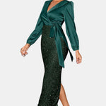 Sofie - Wrap Panel Sequin Formal Dress