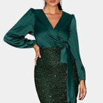 Sofie - Wrap Panel Sequin Formal Dress