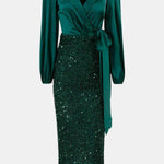 Sofie - Wrap Panel Sequin Formal Dress