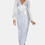 Sofie - Wrap Panel Sequin Formal Dress