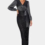 Sofie - Wrap Panel Sequin Formal Dress