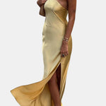 Sofiya – One Shoulder Satin Slit Long Dress