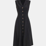 Thaleia – Sleeveless V-Neck Tunic Midi Dress in Black
