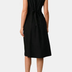 Thaleia – Sleeveless V-Neck Tunic Midi Dress in Black