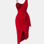 Theora – One-Shoulder Sequin Midi Dress