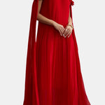 Tryphena – Off-Shoulder Rosette Long Dress in Red