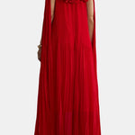 Tryphena – Off-Shoulder Rosette Long Dress in Red