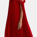 Tryphena – Off-Shoulder Rosette Long Dress in Red