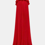 Tryphena – Off-Shoulder Rosette Long Dress in Red