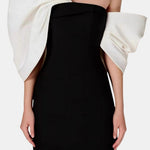 Valessia – Bowknot Contrast Midi Dress