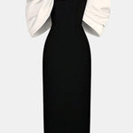 Valessia – Bowknot Contrast Midi Dress