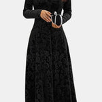 Velmira – Velvet Maxi Dress with Lace Detail