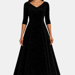 Velmira – Velvet Maxi Dress with Lace Detail