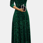 Velmira – Velvet Maxi Dress with Lace Detail