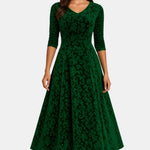 Velmira – Velvet Maxi Dress with Lace Detail