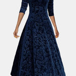 Velmira – Velvet Maxi Dress with Lace Detail