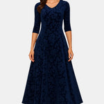 Velmira – Velvet Maxi Dress with Lace Detail