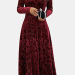 Velmira – Velvet Maxi Dress with Lace Detail