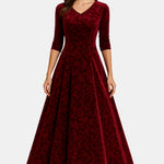 Velmira – Velvet Maxi Dress with Lace Detail