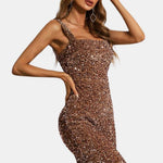 Wendy - Square Neck Sequin Cocktail Dress