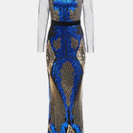 Ysa - Stand Collar Sequin Mermaid Evening Dress