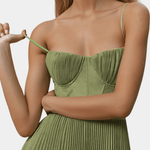 Celia – Off-Shoulder Maxi Dress in Green