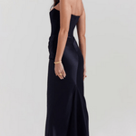 Zefyra – Elegant Draped Strapless Maxi Dress