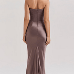 Zefyra – Elegant Draped Strapless Maxi Dress