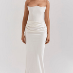 Zefyra – Elegant Draped Strapless Maxi Dress