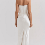 Zefyra – Elegant Draped Strapless Maxi Dress