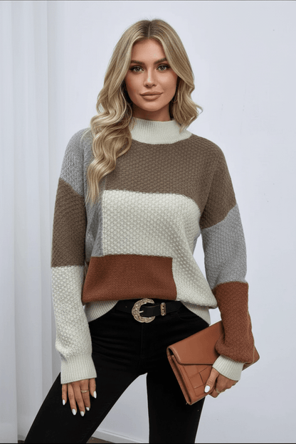 Ashford | Ailani – Women’s Relaxed Fit Textured Patchwork Knit Sweatshirt - Ashford London Clothing