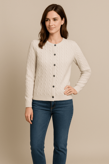 Ashford | Aino – Women’s Wool Knit Cable Cardigan with Button Front - Ashford London Clothing