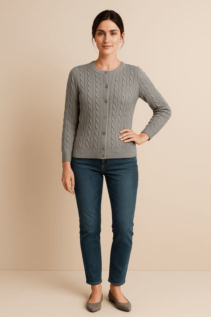 Ashford | Aino – Women’s Wool Knit Cable Cardigan with Button Front - Ashford London Clothing