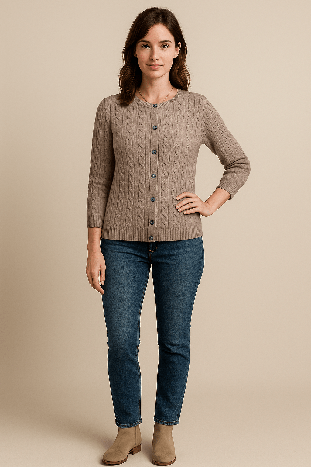 Ashford | Aino – Women’s Wool Knit Cable Cardigan with Button Front - Ashford London Clothing