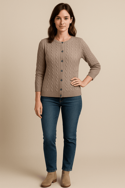 Ashford | Aino – Women’s Wool Knit Cable Cardigan with Button Front - Ashford London Clothing