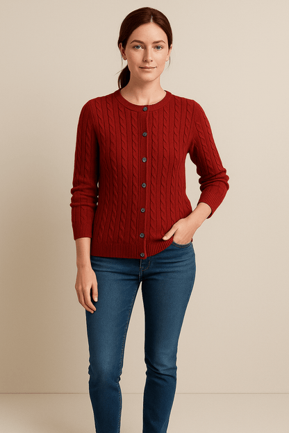 Ashford | Aino – Women’s Wool Knit Cable Cardigan with Button Front - Ashford London Clothing