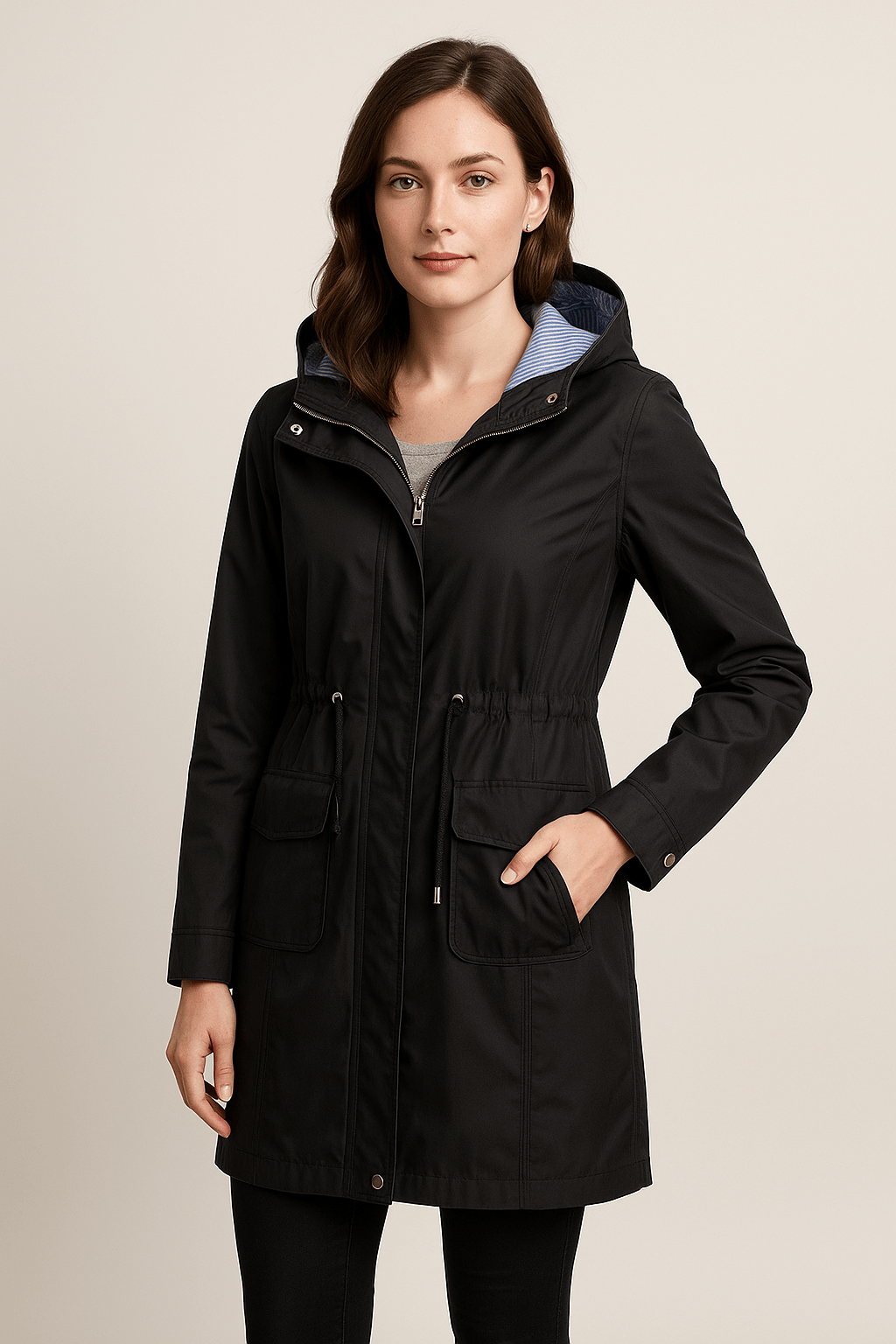 Ashford | Anaya – Women’s Waterproof Over - Knee Hooded Trench Coat with Adjustable Fit - Ashford London Clothing