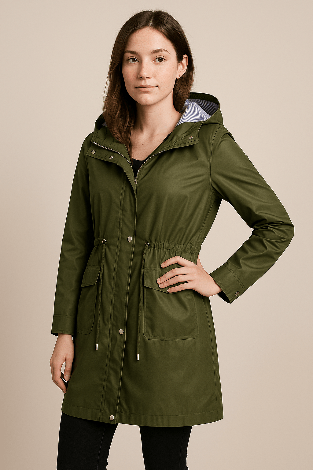 Ashford | Anaya – Women’s Waterproof Over - Knee Hooded Trench Coat with Adjustable Fit - Ashford London Clothing