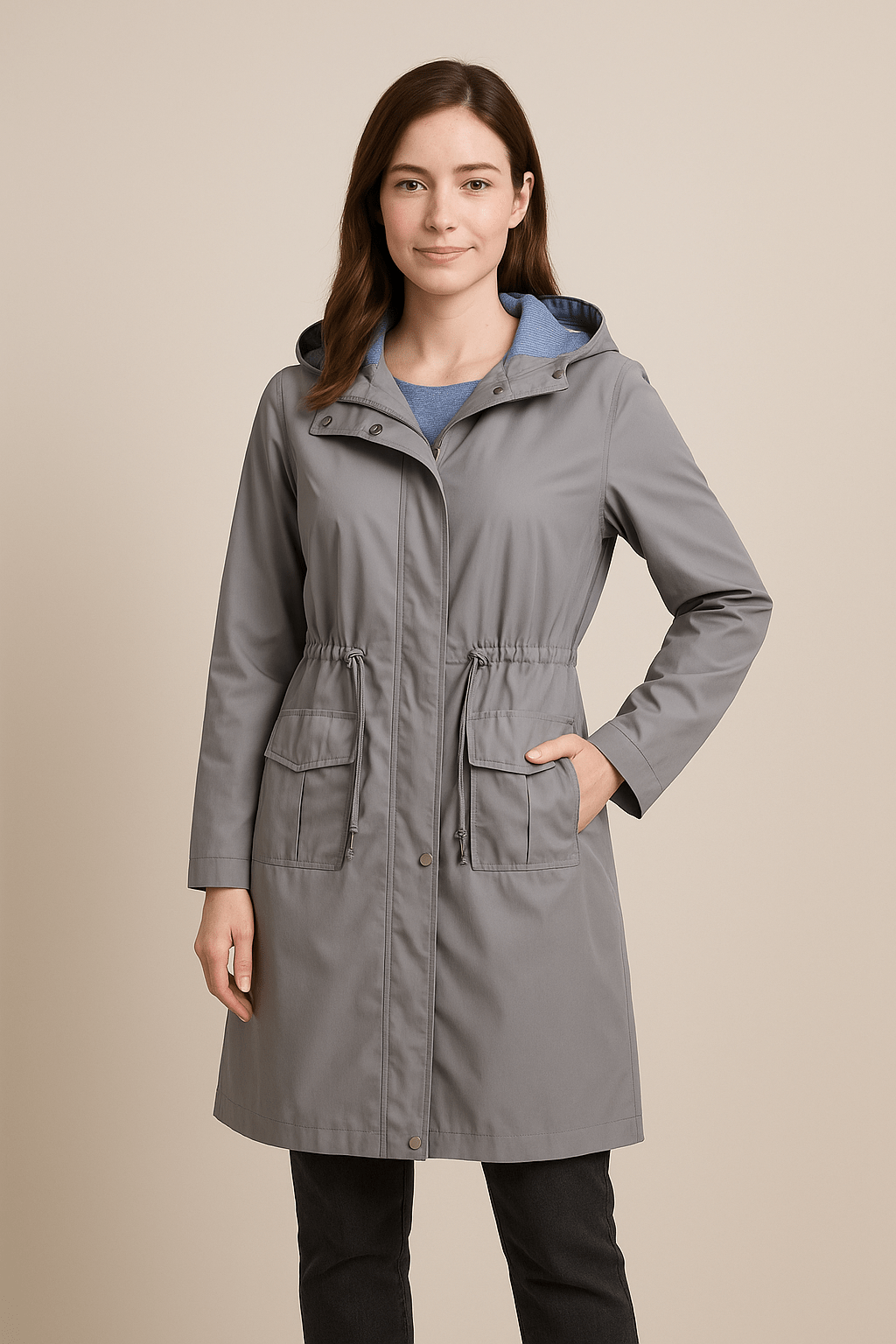 Ashford | Anaya – Women’s Waterproof Over - Knee Hooded Trench Coat with Adjustable Fit - Ashford London Clothing