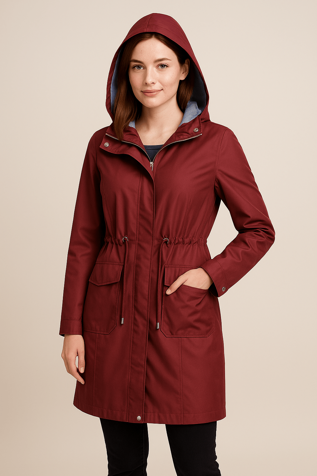 Ashford | Anaya – Women’s Waterproof Over - Knee Hooded Trench Coat with Adjustable Fit - Ashford London Clothing