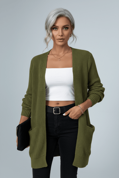 Ashford | Arlona – Women’s Waffle Knit Open Front Cardigan with Pockets - Ashford London Clothing