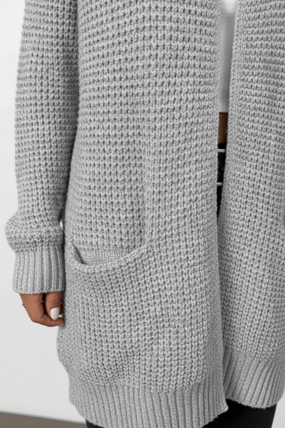 Arlona – Women’s Waffle Knit Open Front Cardigan with Pockets