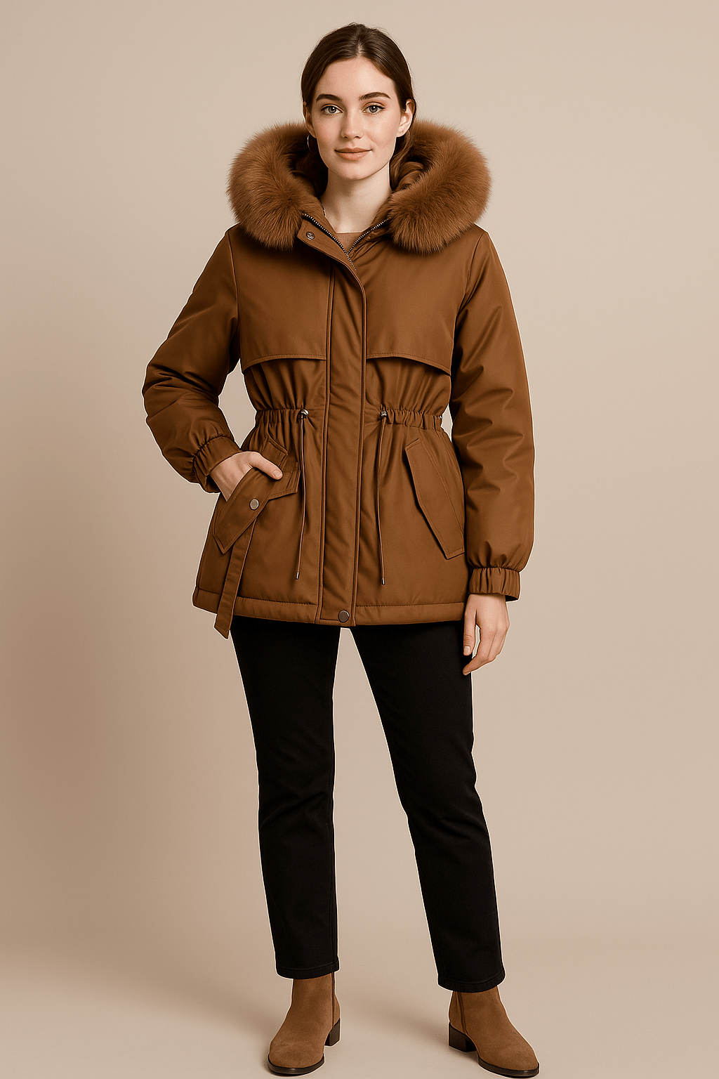 Ashford | Conny – Women’s Stylish Winter Coat with Fur Hood - Ashford London Clothing