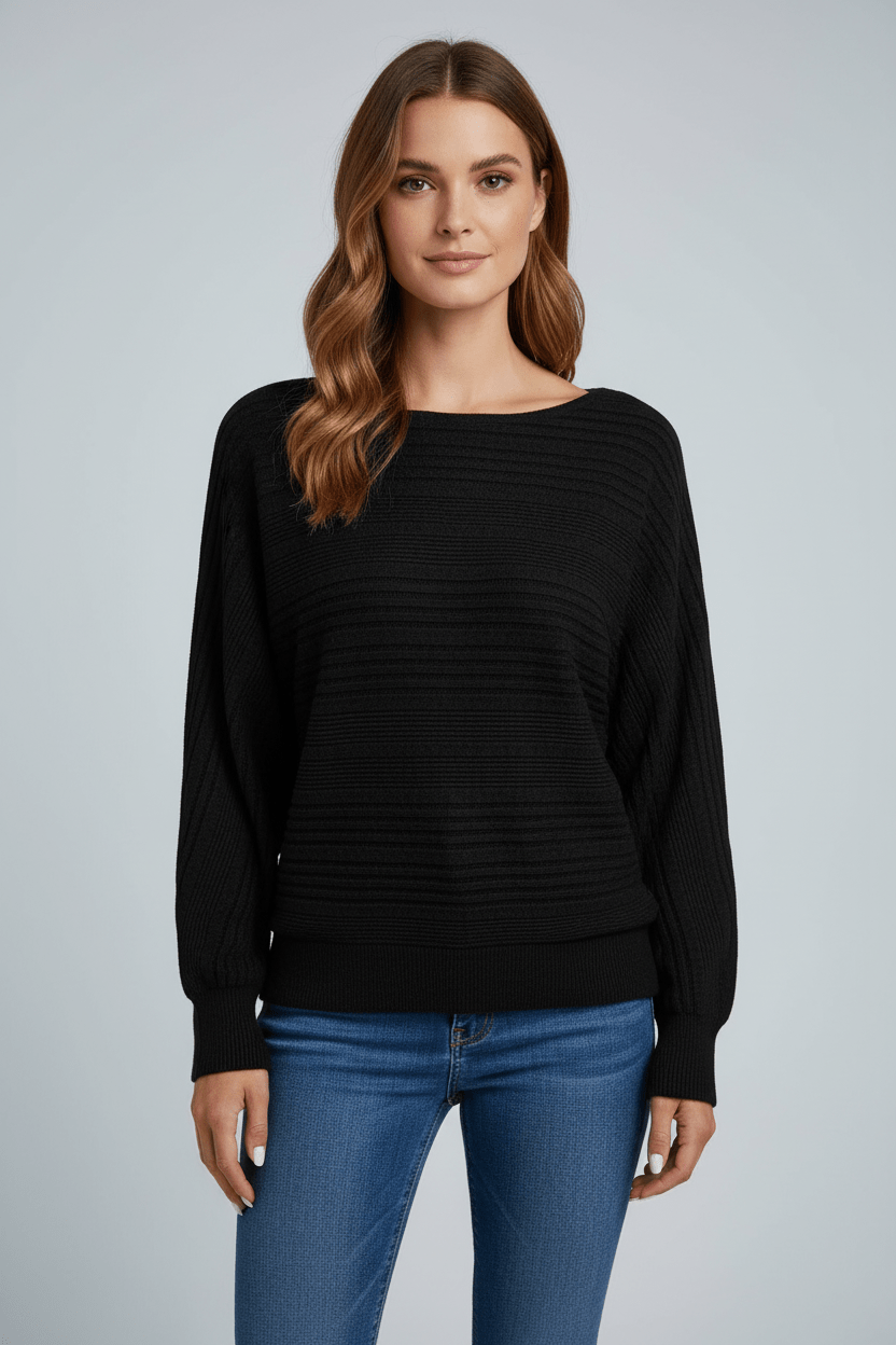 Ashford | Eira – Women’s Textured Rib Knit Sweatshirt with Dolman Sleeves - Ashford London Clothing
