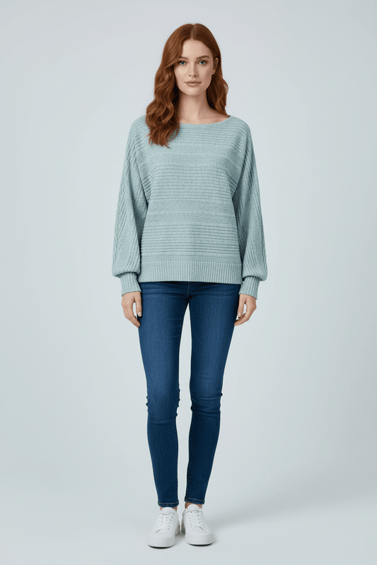 Ashford | Eira – Women’s Textured Rib Knit Sweatshirt with Dolman Sleeves - Ashford London Clothing