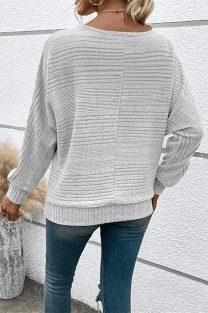 Eira – Women’s Textured Rib Knit Sweatshirt with Dolman Sleeves