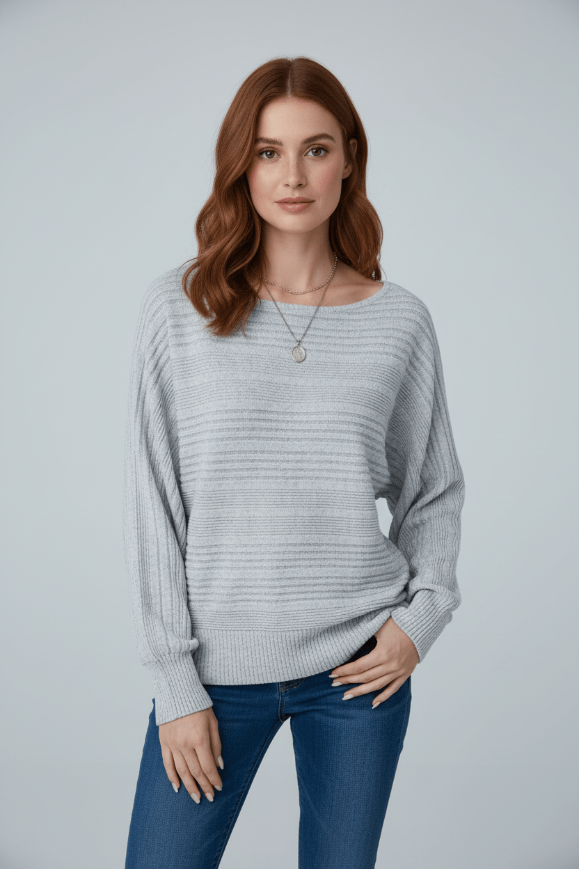 Ashford | Eira – Women’s Textured Rib Knit Sweatshirt with Dolman Sleeves - Ashford London Clothing