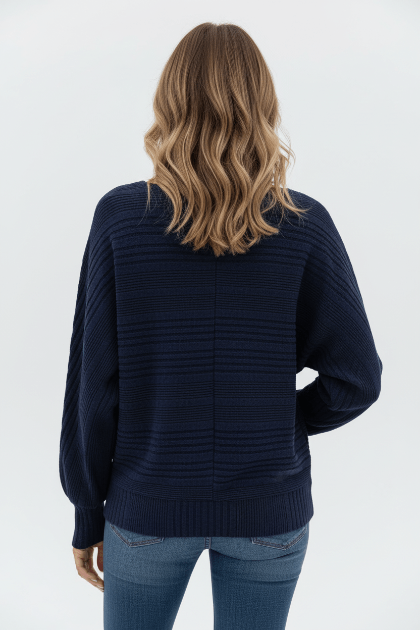Eira – Women’s Textured Rib Knit Sweatshirt with Dolman Sleeves